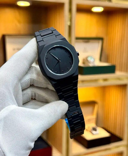 Black Arabic Aura Quartz Watch – Stylish Analog Watch For Men & Boys