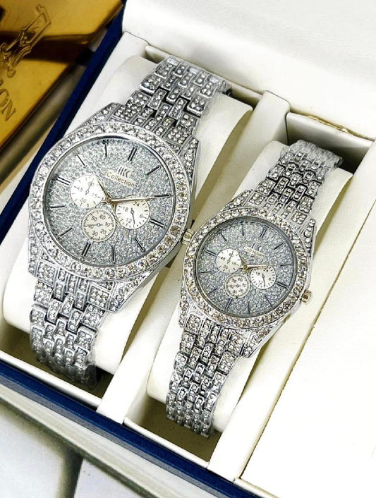 2 Pcs Couple watches Stainless Steel Timepieces for Men and Women